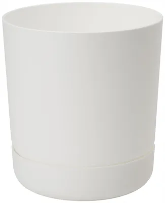 Produktbild von Satina 13 Runder Blumentopf mit Untersetzer | Weiß