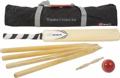 Immagine prodotto di Set da cricket in legno - Legno di alta qualità proveniente dall'India - Gioco tradizionale - all'interno e all'esterno