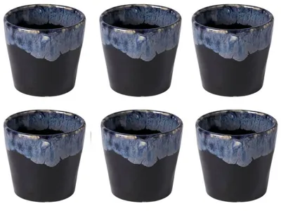 Produktbild von Costa Nova Grespresso handgefertigte Espressotassen – 6er-Set – Schwarz – Portugiesisches Steingut – 90 ml – Höhe 6 cm