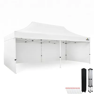 Immagine prodotto di Gazebo per eventi 3x6, tenda impermeabile per feste 330 g/m², struttura in acciaio + 3 pareti