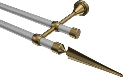 Produktbild von Interdeco Gardinenstange / Vorhangstange Silbergrau / Messing Antik, Typ Primus Lorenzo (Speer), 16 mm Ø 2-läufig, 320 cm
