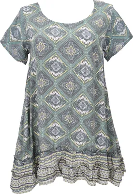 Produktbild von Boho Strandkleid, Minikleid - Salbei, Damen, Grün, Viskose, Kleider