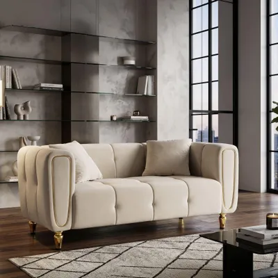 Productafbeelding van FURNLUX Sofa Alma, beige, 81 cm / Hoofdkleur: Beige / Afmetingen: 81 x 71 x 155 cm