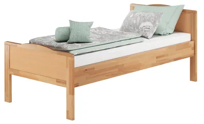 Produktbild von Seniorenbett Buche natur extra hoch 100x200 Massivholz-Bettgestell Zubehör wählbar V-60.70-10ohne Zubehör