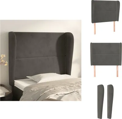 Produktbild von vidaXL Kopfteil mit Ohren Dunkelgrau 103x23x118/128 cm Samt -  Kopf- & Fußenden