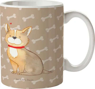 Produktbild von Mr. & Mrs. Panda Trinkbecher Hund Glück - Hundeglück - Geschenk, Tasse, Sprüche, Keramiktasse, Liebe, Becher, schöne, Teetasse, kaffeebecher keramik, Spruch, Herz, Süß