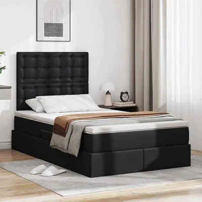 Image de Maison Exclusive - Lit avec rangement et LED Noir 120 x 200 cm Simili cuir