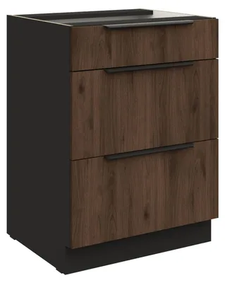 Produktbild von Küchen Unterschrank 60 cm Küche MONZA Okapi Nußbaum Soft-Close Küchenzeile