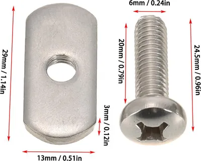 Produktbild von 4 Edelstahl-Kajak-Schienen-/Schienenschrauben und Schienenmuttern, Hardware-Austauschsatz für die Getriebemontage für Kajaks, Kanus, Boote, Schienen