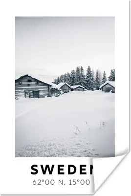 Produktbild von MuchoWow® Poster Schweden - Schnee - Skandinavien 120x180 cm - Kunstposter
