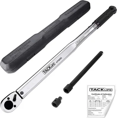 Immagine prodotto di TACKLIFE HTW3A Set di chiavi dinamometriche a scatto da 1/2" con prolunga da 1/2" e riduttore da 3/8" (25-250 ft.-lb./33,9-338,9 Nm)