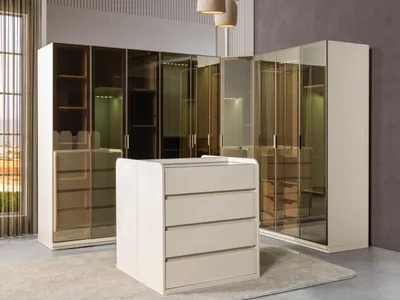 Produktbild von Begehbarer Kleiderschrank Eckschrank Module mit Insel modern Schlafzimmer