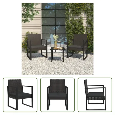 Image de The Living Store Fauteuil de jardin avec coussin Noir Poly Rattan