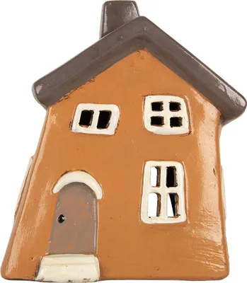 Immagine prodotto di Clayre & Eef Portacandele House 18x13x20 cm in Vetroceramica arancione