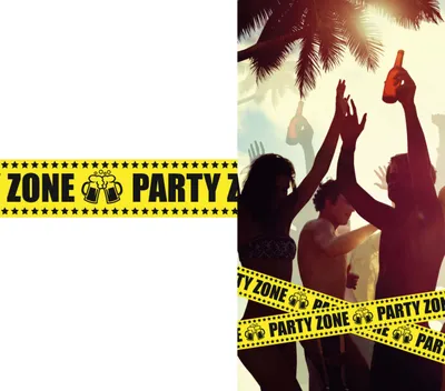 Party Zoneband 6 m x 7,6 cm, gelb/schwarz, Dekoration