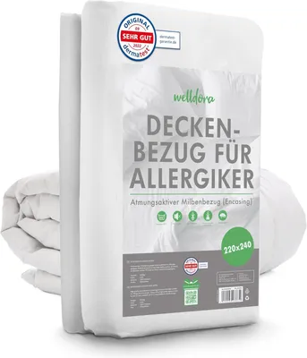 Produktbild von Welldora Steppdecke Kopfkissenbezug 220x240 cm Hypoallergen mit Reißverschluss Weiß