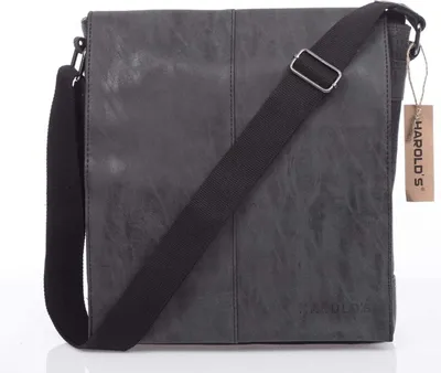Zdjęcie produktu dla Pojemna torba męska na ramię listonoszka z klapą w stylu vintage retro canvas czarna