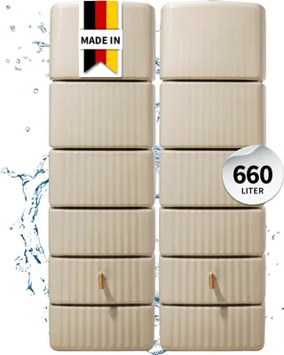 Produktbild von 4rain SLIM Wandtank-Set 660 Liter sandbeige, 2 x SLIM 330 L inkl. Verbindungsset