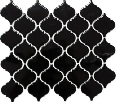 Produktbild von Retro Vintage Mosaik Fliese Keramik Florentiner schwarz glänzend MOS13-2BG