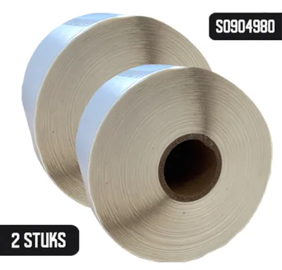 Produktbild von DULA - Dymo-kompatible Labels Weiß S0904980 - 104 x 159 mm - 220 Etiketten per rol - Verzendetiketten Extra Groot - 2 Rollen
