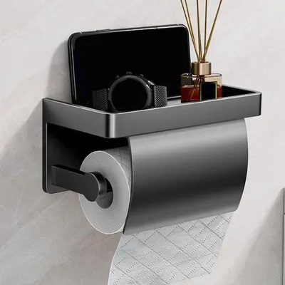 Produktbild von Moderne Wandhalter für Toilettenpapier mit Holz und Deckel für einfache Wandmontage