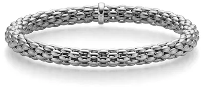 Produktbild von Lotus-Armband Armreif Armschmuck elastisch 6mm 585 Gold Weißgold für Damen
