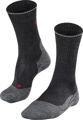 Image de Chaussettes de randonnée FALKE TK2 en laine et soie, anthracite chiné, pointure 44-45