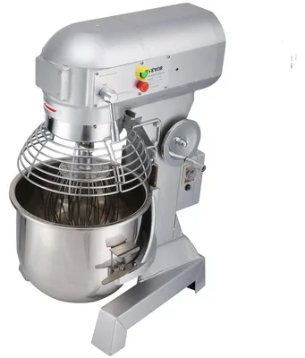 Zdjęcie produktu dla Mikser do ciasta VEVOR, mikser do ciasta ze stali nierdzewnej 15 Qt, 600 W, regulowany (130/233/414 obr./min.), w zestawie misa ze stali nierdzewnej, hak do ciasta, trzepaczka, ubijaczka, idealny do piekarni, restauracji