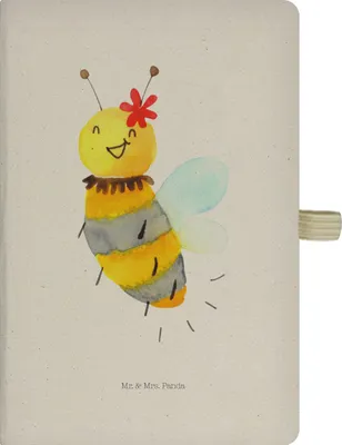 Produktbild von Mr. & Mrs. Panda Tagebuch Biene Blume - Transparent - Geschenk, Kladde, Reisetagebuch, Skizzenbuch, Journal, notizbuch