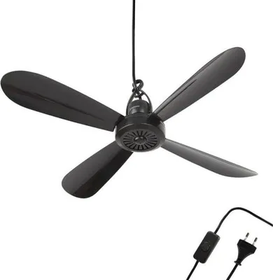 Zdjęcie produktu dla Plastikowy wentylator sufitowy o długości 2 metrów, średnicy 40 cm, składany, cichy (25 dB), czarny