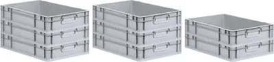 Produktbild von SuperSparSet 8x Eurobox NextGen Economy | Griffe geschlossen |HxBxT 12x40x60cm | 23 Liter | Eurobehälter, Transportbox, Transportbehälter, Stapelbehälter