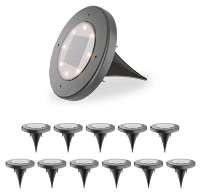 Produktbild von hoftronic Solar Bodeneinbaustrahler 12x 8 LEDs 0,10W 3000K IP65 Schwarz