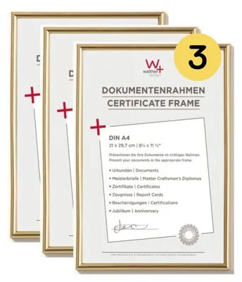 Fotolijst Gold 21x29,7 cm (DIN A4) 3er-Set Kunststoff