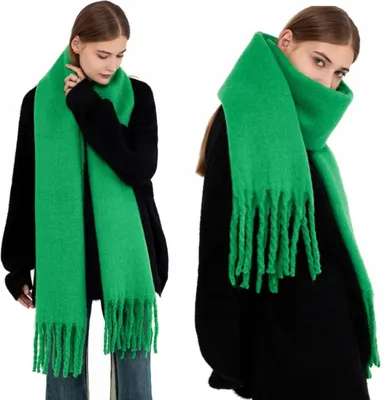 Produktbild von Schal - Großer Warmer Schal - Dick - Elegant - Modischer Schal - Damen - Winter - Halstuch - Grün