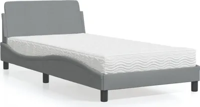 Produktbild von Möbel Bett mit Matratze Hellgrau 100x200 cm Stoff - Klassische Polsterbett 3208344