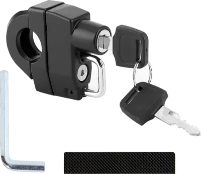 Produktbild von Universal Motorrad-Helmschloss mit Schlüsseln, 22-28 mm Lenkerdurchmesser, Diebstahlsicherung für Motorräder und Fahrräder, Schwarz