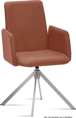 Produktbild von Armlehnstuhl drehbar (4er-Set) Dreama 52x92x60 Edelstahl/Cognac
