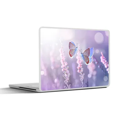 Produktbild von MuchoWow® Laptop Aufkleber Sticker Cover Schmetterling - Lavendel - Blumen - Lila 32.5x23.5 cm - Sticker für Laptop - Selbstklebend