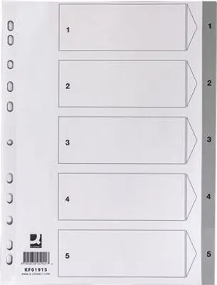 Obrázok produktu pre Plast.rozlišovače Q-Connect-A4, bielosivé, súprava 1-5