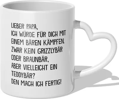 Produktbild von 22Feels Papa Geschenk Vatertag Vater Tasse Geburtstag Kaffeetasse Männer Weihnachten Haferl Von Tochter Sohn (Herzhenkel Weiss)