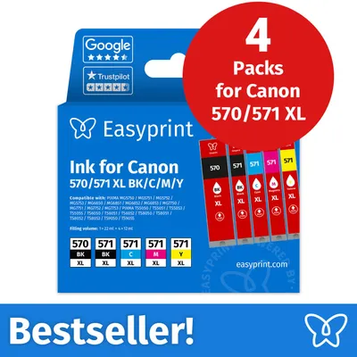 Productafbeelding van NIEUW: Easyprint Inktcartridges voor Canon 570/571 XL, multipack (BK/BK/C/M/Y), 4 stuks