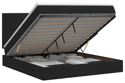 Produktbild von Ottoman Bett mit Matratze Schwarz 140 x 200 cm Stoff
