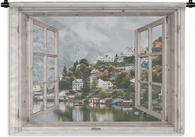 Produktbild von MuchoWow® Wandteppich Wandbehang Aussicht - Norwegen - Gebirge 60x45 cm Tapisserie Dekoration Wandtuch - Das Schlafzimmer