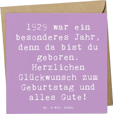Produktbild von Mr. & Mrs. Panda Grußkarte Spruch 1929 Geburtstag - Lavendeltraum - Geschenk, Geburtstagsgeschenk, Alter, Geburtsjahr Feier, faltkarte, Klappkarte, anlasskarte