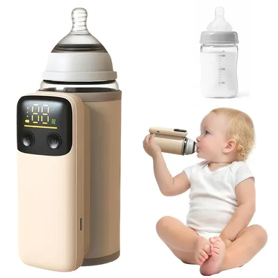 Produktbild von Tragbarer Flaschenwärmer Baby, Flaschenwärmer, 8000mAh Akku, Hält die Muttermilch bis zu 4-8 Stunden warm, Drahtlose Heizung, LED-Bildschirm