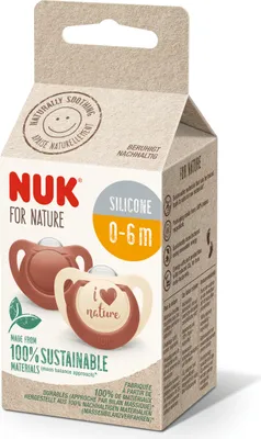 Zdjęcie produktu dla Smoczek uspokajajcy NUK for Nature 10175294 | zrwnowaony silikon | 0-6 miesicy | 2 sztuki