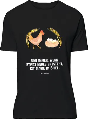 Produktbild von Mr. & Mrs. Panda Größe L T-Shirt Huhn Stolz - Schwarz - Geschenk, Tshirt, Shirt, Eier, Motivation, Hof, Spruch, Schwangerschaft, mit, Bauernhof