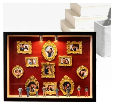 Produktbild von DIY Mini Museum Silhouette Box - Bastelset für Schreibtischdekoration, beleuchteter Erinnerungsrahmen - für Home Office, Wohnzimmer, Schlafzimmer, Arbeitszimmer, Schminktisch, Schreibtisch, Wohnung, Büro