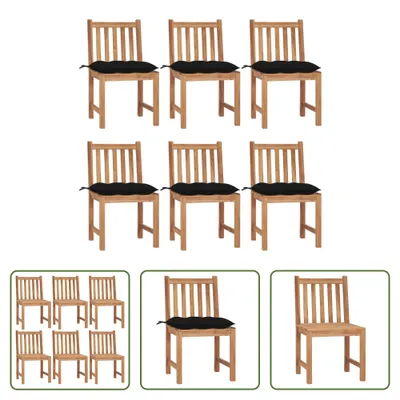 Produktbild von The Living Store Gartenstühle 6 Stk. mit Kissen Massivholz Teak