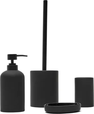 Produktbild von SAT FEEL Bad Accessoires Set aus Keramik, schwarz matt